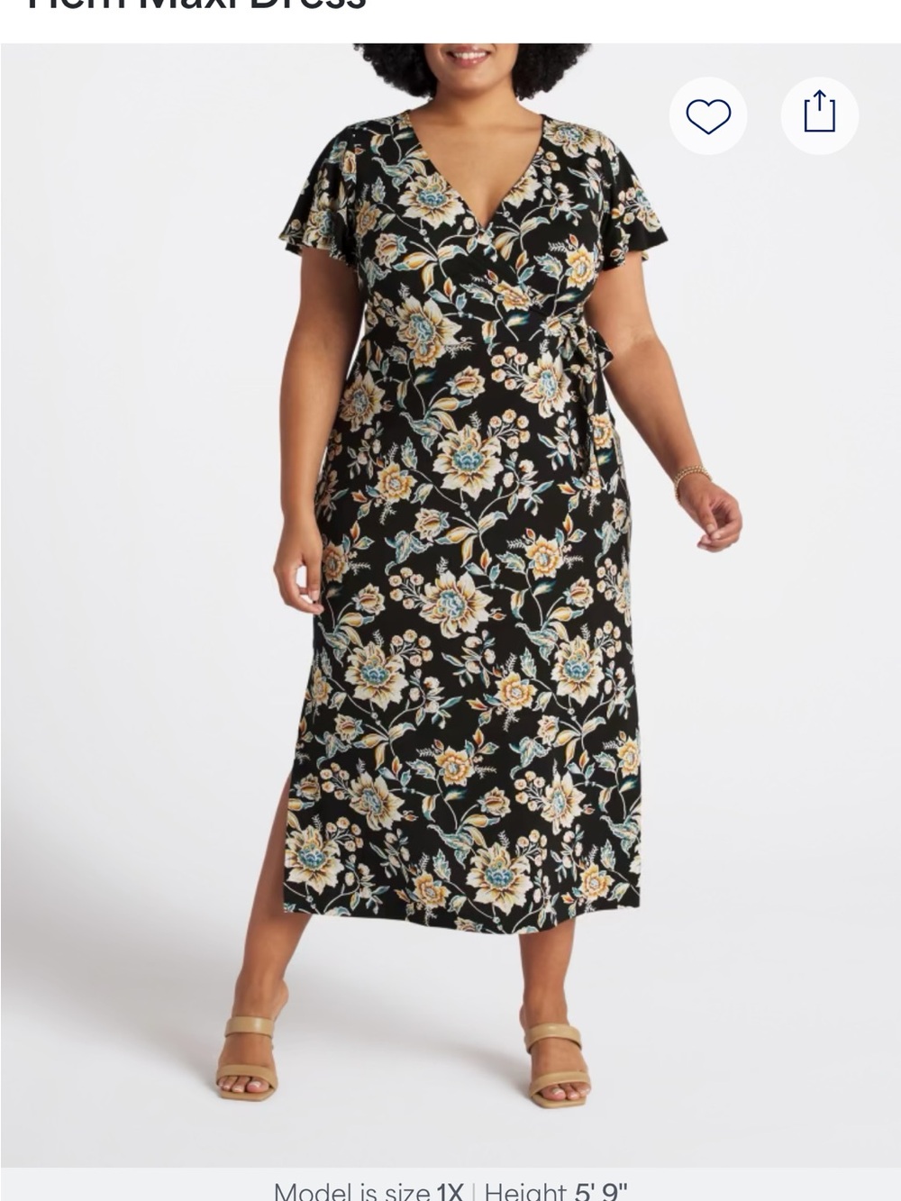 Floral Wrap Maxi Dress in Black